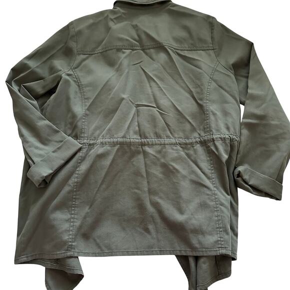 Caslon Women's Olive Green Cotton Blended Long Sleeves Utility Jacket Size Large - Picture 5 of 10